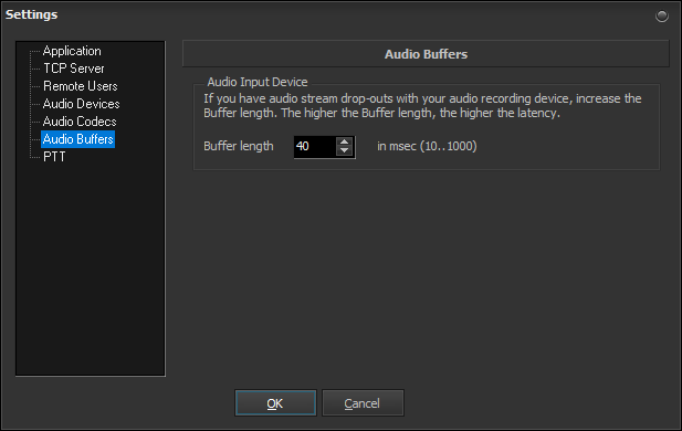 Settings audio buffers