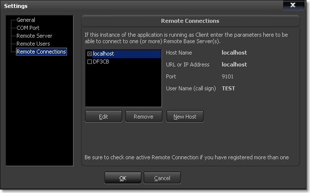 Settings remote connections