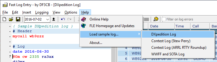 FLE Sample log files