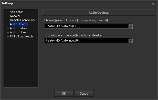 Settings Audio Devices