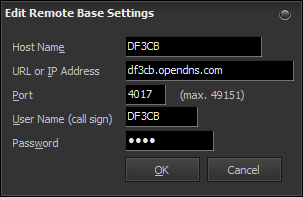 RemoteCW Client Settings New Host